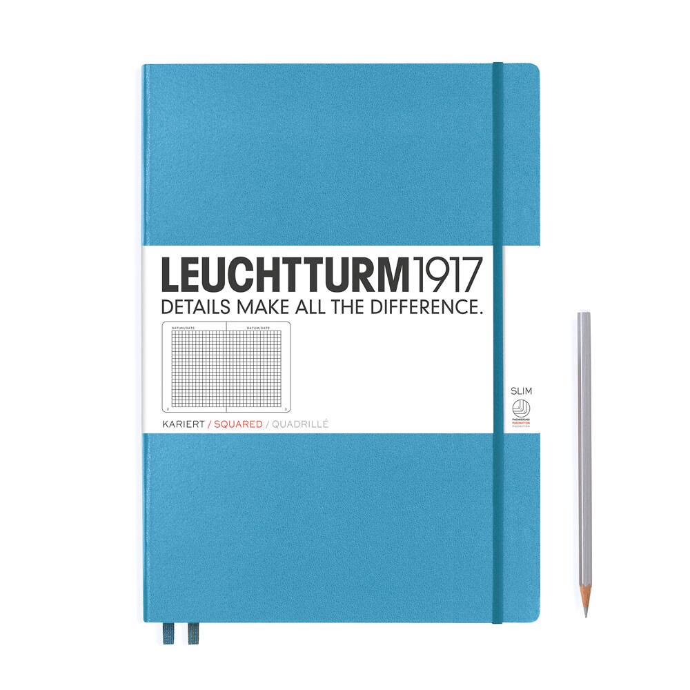 Leuchtturm 1917 Master Slim A4+ Hardcover Notebook 121ct – Nordic Blue – Grid